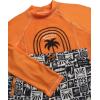 image:imageBody Glove Boys Swim Set  2 Piece Boys Swim Trunks with Rash Guard UV Protection Swimsuit Kids Bathing Suits Sizes 412Orange Tropical