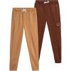 image:imageBody Glove Girls Sweatpants  2 Pack Basic Active Fleece Cargo Sweatpants for Girls  Kids Joggers with PocketsBrownSand