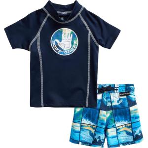 image:imageBody Glove Baby Toddler Boys Swim Set  2 Piece UPF 50 Quick Dry Swim Trunks and Rash Guard for Boys Kids Swimwear 2T4TDark Navy Beach