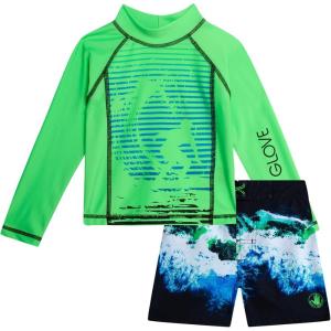 image:imageBody Glove Baby Toddler Boys Swim Set  2 Piece UPF 50 Quick Dry Swim Trunks and Rash Guard for Boys Kids Swimwear 2T4TGreen Blue Surf