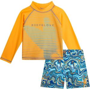 image:imageBody Glove Baby Toddler Boys Swim Set  2 Piece UPF 50 Quick Dry Swim Trunks and Rash Guard for Boys Kids Swimwear 2T4TOrange Swirl Surf