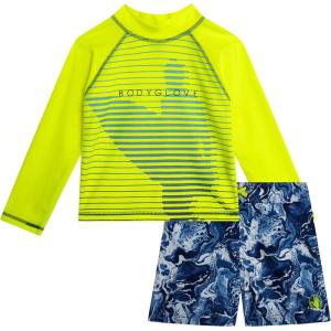 image:imageBody Glove Baby Toddler Boys Swim Set  2 Piece UPF 50 Quick Dry Swim Trunks and Rash Guard for Boys Kids Swimwear 2T4TYellow Swirl Surf