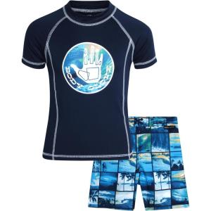 image:imageBody Glove Boys Swim Set  2 Piece Boys Swim Trunks with Rash Guard UV Protection Swimsuit Kids Bathing Suits Sizes 412Dark Navy Beach