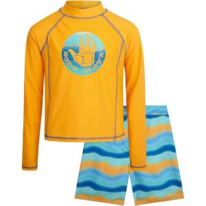 image:imageBody Glove Boys Swim Set  2 Piece Boys Swim Trunks with Rash Guard UV Protection Swimsuit Kids Bathing Suits Sizes 412Orange Turquoise