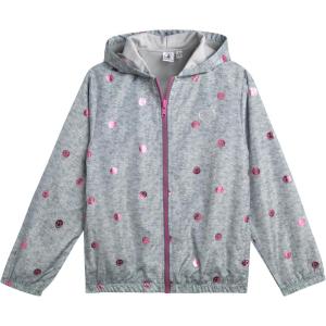 image:imageBody Glove Girls Windbreaker Jacket  Kids Hooded Zip Up Jacket  Wind amp Water Resistant Outerwear Jackets for GirlsGreyPink Smiles