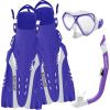 image:imageAquatic Cove Mask Snorkel and Fins Set LargeXLarge with Panoramic View Tempered Glass Silicone Goggle Free Breathing AntiLeak Dry Top Flex Tube for Snorkeling Swimming Scuba Diving SM Pure White