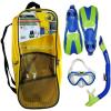 image:imageBody Glove Aquatic  Grape Youth  Mask Snorkel Fins Set  Snorkeling Diving and SwimmingAdultTempered GlassSiliconeFlex TubeSnorkel Dry topSplash Guard BlueLime Set  SM