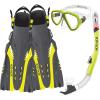 image:imageBody Glove Azores Adults Snorkel Set with Panoramic View Tempered Glass Diving Mask Silicone Goggle Swimming Fins AntiLeak Dry Top Flex Tube for Snorkeling Swimming Scuba DivingCitrusBlack