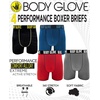 image:imageBody Glove Mens Boxer Briefs Multi Packs Dry Fit Performance Value Underwear Breathable Active Stretch Athletic BoxersRed  Blue  Black and Gray