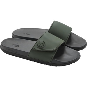 image:imageBody Glove Mens Slides Cushioned Slideon Sandal Slippers with Padded Adjustable StrapOliveDark GreyBlack