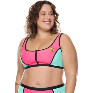 image:imageYou Spin Me Plus Size Crop Top  Zip Front Removable Soft Cups Power Mesh Support Available in Sizes 1X2X3X