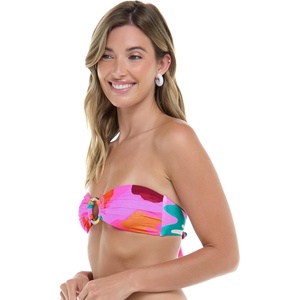 image:imageBody Glove Womens Irene Bandeau Bikini Top Swimsuit with Sashtie BackHype Abstract Print