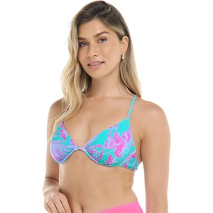 image:imageBody Glove Womens Patsy Underwire Bikini Top Swimsuit with Adjustable 2Way Back DetailAzores Blue Leaf Print