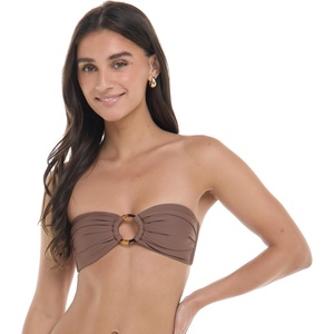 image:imageBody Glove Womens Smoothies Irene Solid Bandeau Bikini Top Swimsuit with Sashtie BackLatte