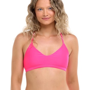 image:imageSmoothies Ruth Solid Fixed Triangle Bikini Top Swimsuit with Adjustable Tie Back DetailBubble Gum