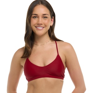 image:imageSmoothies Ruth Solid Fixed Triangle Bikini Top Swimsuit with Adjustable Tie Back DetailCranberry