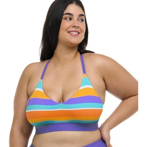 image:imageSmoothies Ruth Solid Fixed Triangle Bikini Top Swimsuit with Adjustable Tie Back DetailHarmony Colorblock