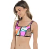 image:imageBody Glove Womens You Spin Me ZipFront Crop Top  Low Back Sporty SilhouetteGroove Primal Abstract