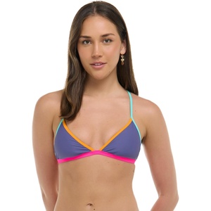 image:imageBody Glove Womens Evelyn Fixed Triangle Halter Bikini Top Swimsuit with 2Way BackBikini TopIris Blue Colorblock