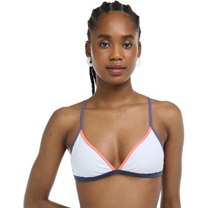 image:imageBody Glove Womens Evelyn Fixed Triangle Halter Bikini Top Swimsuit with 2Way BackBikini TopWhite Colorblock
