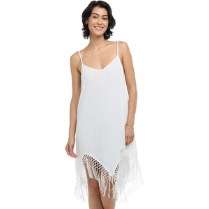 image:imageBody Glove Womens Sakura VNeck Coverup Dress with Fringe DetailIvory