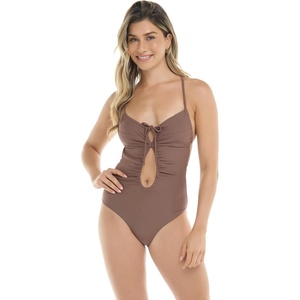 image:imageBody Glove Womens Selena Onepiece Swimsuit  Front Keyhole Adjustable Straps 2Way Tie Medium CoverageLatte