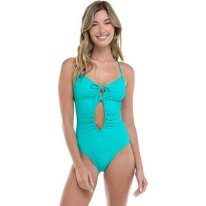 image:imageBody Glove Womens Selena Onepiece Swimsuit  Front Keyhole Adjustable Straps 2Way Tie Medium CoverageTurquoise Ibiza Rib