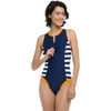 image:imageBody Glove Womens Edith Zip Front One Piece SwimsuitMaritime Stripe