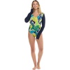 image:imageBody Glove Womens Long Sleeve Paddle One Piece Swimsuit with UPF 50Manoa Falls Leaf Print