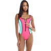 image:imageBody Glove Womens Time After Time Onepiece Swimsuit  Zip Front UBack Shelf Bra Medium CoverageGroove Bubble Gum