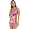 image:imageBody Glove Womens Time After Time Onepiece Swimsuit  Zip Front UBack Shelf Bra Medium CoverageGroove Primal Abstract