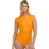 image:imageBody Glove Womens Manny Zip Front CapSleeve One Piece Swimsuit with UPF 50Apricot