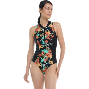 image:imageBody Glove Womens Edith Zip Front One Piece SwimsuitHamoa Black Floral