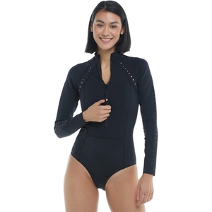image:imageBody Glove Womens Long Sleeve Paddle One Piece Swimsuit with UPF 50Black Laser Cut