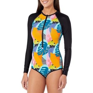 image:imageBody Glove Womens Long Sleeve Paddle One Piece Swimsuit with UPF 50Curacao Tropical
