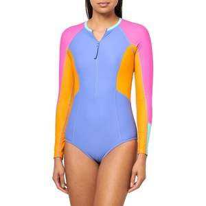 image:imageBody Glove Womens Long Sleeve Paddle One Piece Swimsuit with UPF 50Iris Blue Colorblock