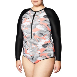 image:imageBody Glove Womens Long Sleeve Paddle One Piece Swimsuit with UPF 50Lost Coral Leaf Print