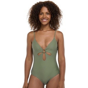 image:imageBody Glove Womens Maddie VNeck Onepiece Swimsuit with CutOut and Ring DetailCactus
