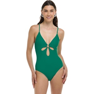 image:imageBody Glove Womens Maddie VNeck Onepiece Swimsuit with CutOut and Ring DetailViridian Green