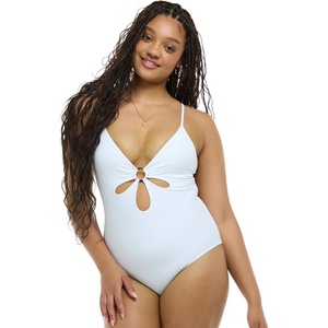 image:imageBody Glove Womens Maddie VNeck Onepiece Swimsuit with CutOut and Ring DetailWhite Snow
