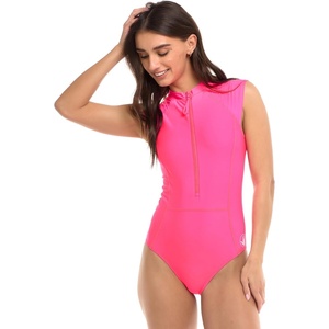image:imageBody Glove Womens Manny Zip Front CapSleeve One Piece Swimsuit with UPF 50Bubble Gum