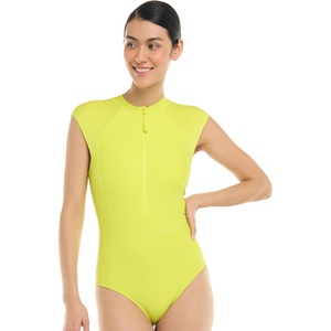 image:imageBody Glove Womens Manny Zip Front CapSleeve One Piece Swimsuit with UPF 50Key Lime