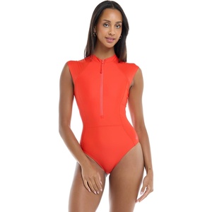 image:imageBody Glove Womens Manny Zip Front CapSleeve One Piece Swimsuit with UPF 50Poppy Red
