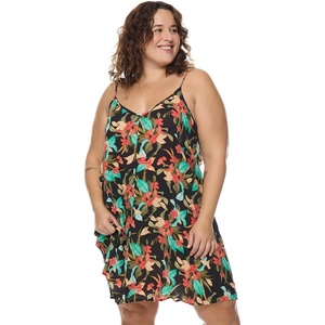 image:imageBody Glove Womens Nicole Plus Size Cover Up Swimwear Beach Dress Available in Sizes 1x2X3XHamoa Black Floral Print