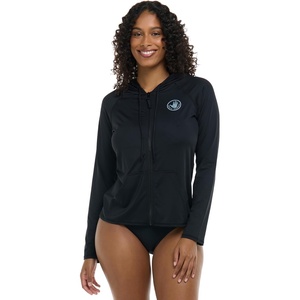 image:imageBody Glove Womens Smoothies Barbara Solid Zip Front Hoodie Rashguard with UPF 50Black