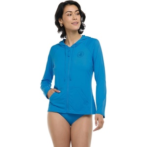 image:imageBody Glove Womens Smoothies Barbara Solid Zip Front Hoodie Rashguard with UPF 50Blue Wave