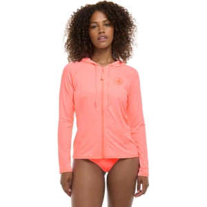 image:imageBody Glove Womens Smoothies Barbara Solid Zip Front Hoodie Rashguard with UPF 50Coral