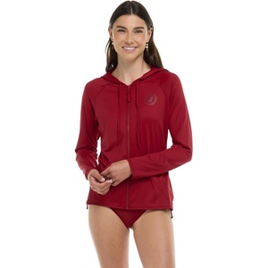 image:imageBody Glove Womens Smoothies Barbara Solid Zip Front Hoodie Rashguard with UPF 50Cranberry