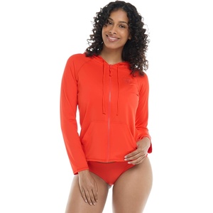 image:imageBody Glove Womens Smoothies Barbara Solid Zip Front Hoodie Rashguard with UPF 50Poppy Red