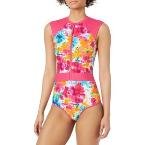 image:imageBody Glove Womens Stand Up Zip Front Paddle One Piece Swimsuit with UPF 50Volcano Floral